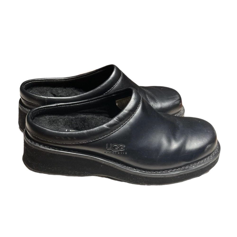 UGG Black Leather Clogs Women Size 8.5